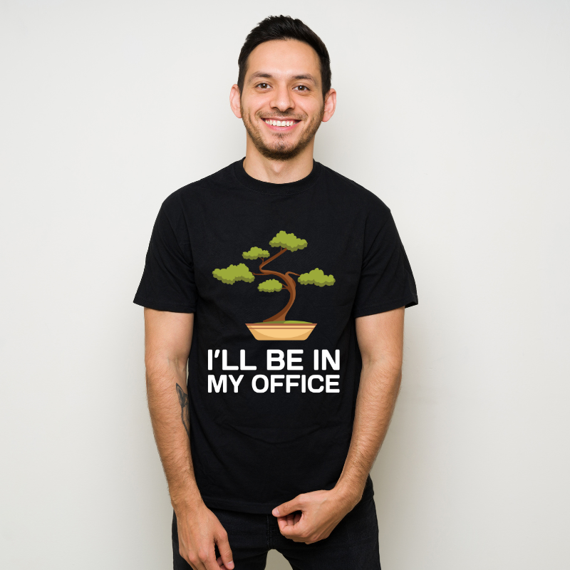 Bonsai Tree Gift Japanese Gardening Cotton Black Short Sleeve T-Shirt