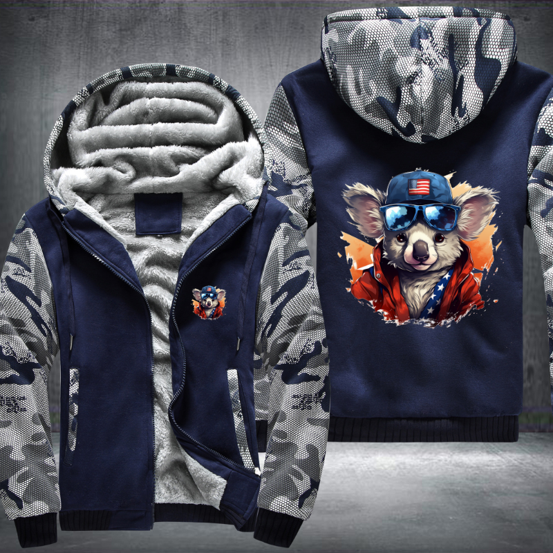 Animal Hiphop Graphic Funny Koala Fleece Hoodies Jacket