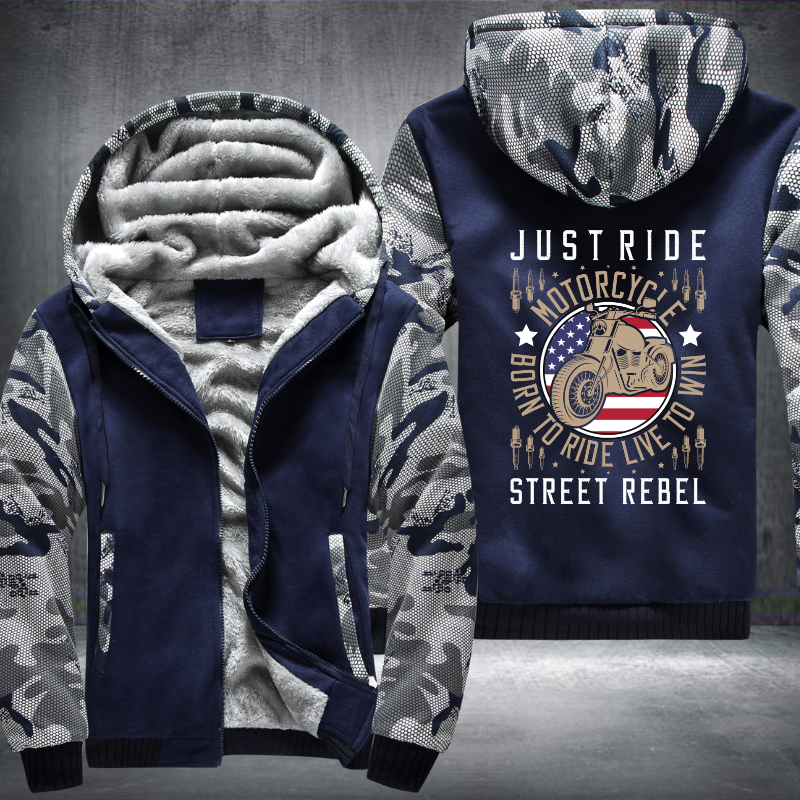 Just Ride Motorcycle Born To Ride Live To Win Fleece Hoodies Jacket