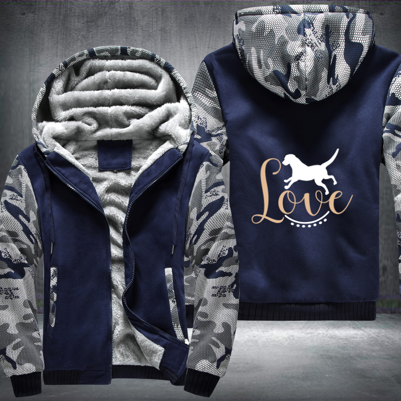 love dog smile Fleece Hoodies Jacket