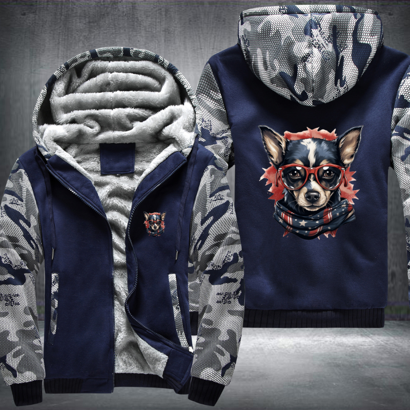 Animal Hiphop Graphic Funny Sunglasses Dog Fleece Hoodies Jacket
