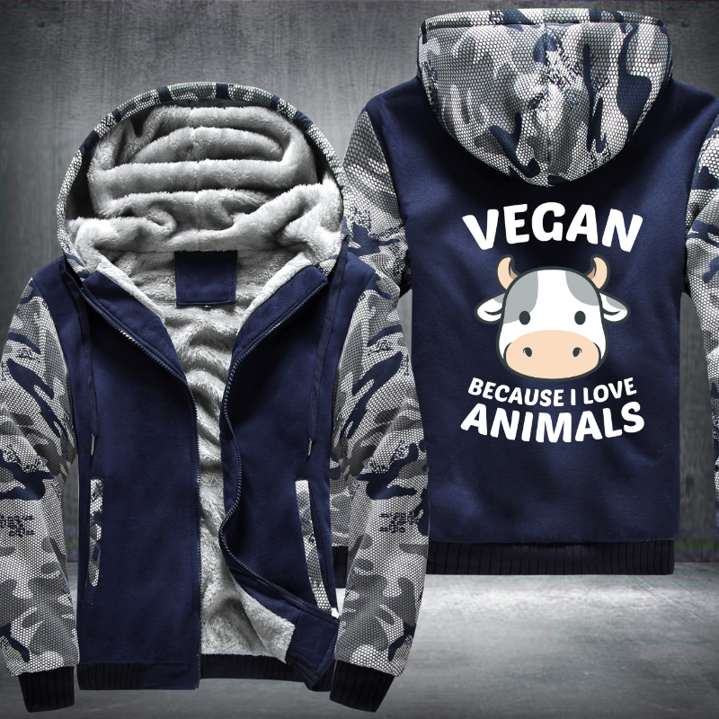 Vegan Because I Love Animals Fleece Hoodies Jacket