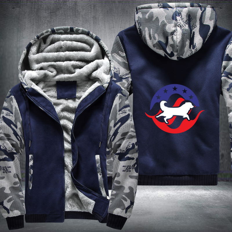 DOG WITH USA FLAG Fleece Hoodies Jacket