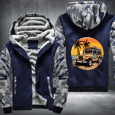 Beach Adventures with 4WD Vehicles Fleece Hoodies Jacket