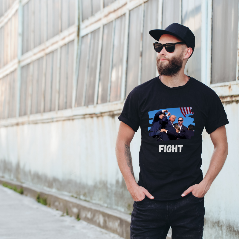 Trump Fight Cotton Black Short Sleeve T-Shirt