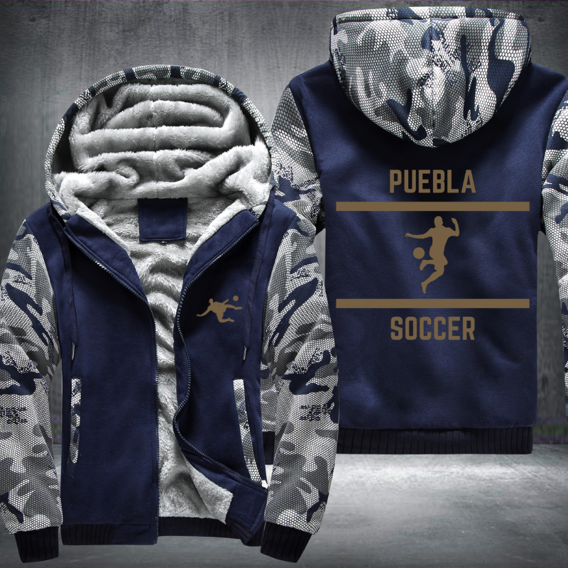 Mexico Soccer Lover Gold Puebla Fleece Hoodies Jacket