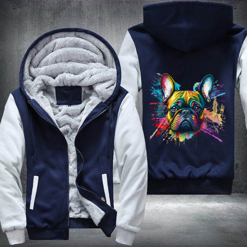 Rainbow French Bulldog Watercolour Fleece Hoodies Jacket