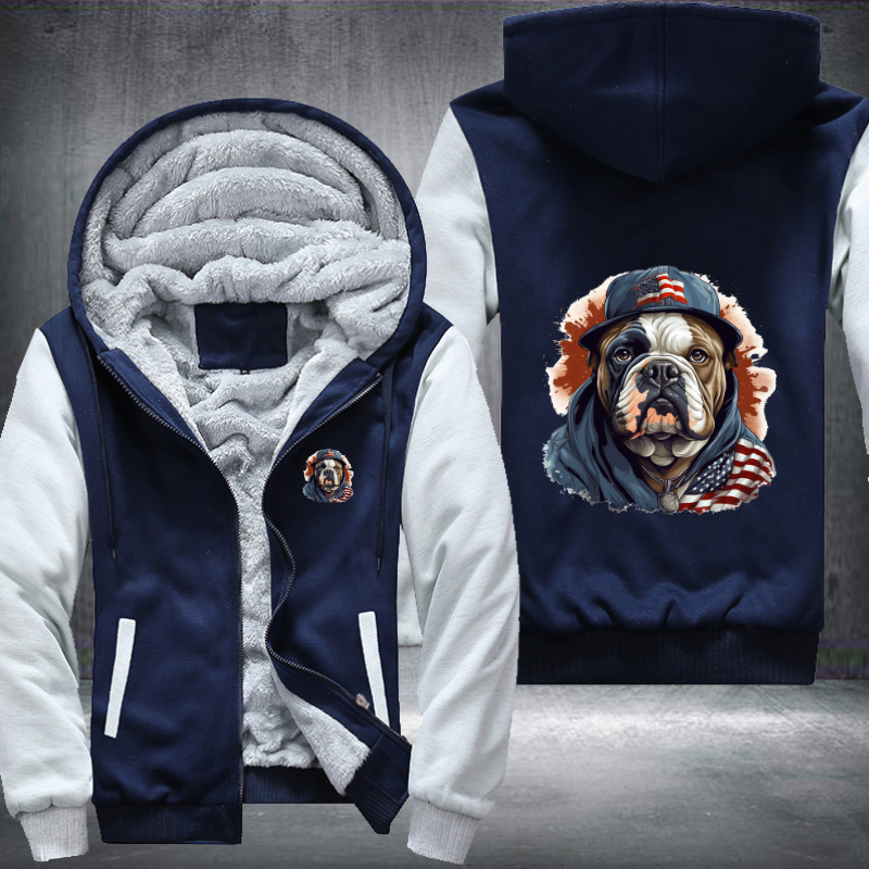 Animal Hiphop Graphic Funny Bulldog Fleece Hoodies Jacket