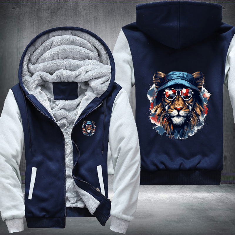 Animal Hiphop Graphic Funny Lion Fleece Hoodies Jacket