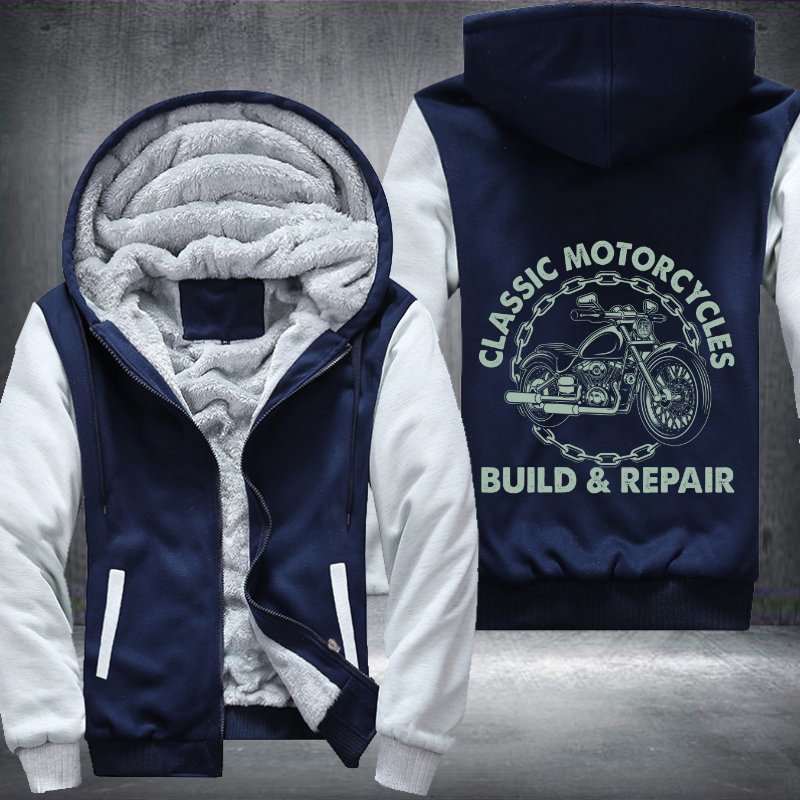 Classic Motorcycles Build Repair Fleece Hoodies Jacket