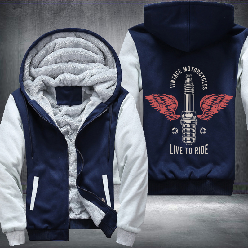 Vintage Motorcycles Live to Ride Fleece Hoodies Jacket