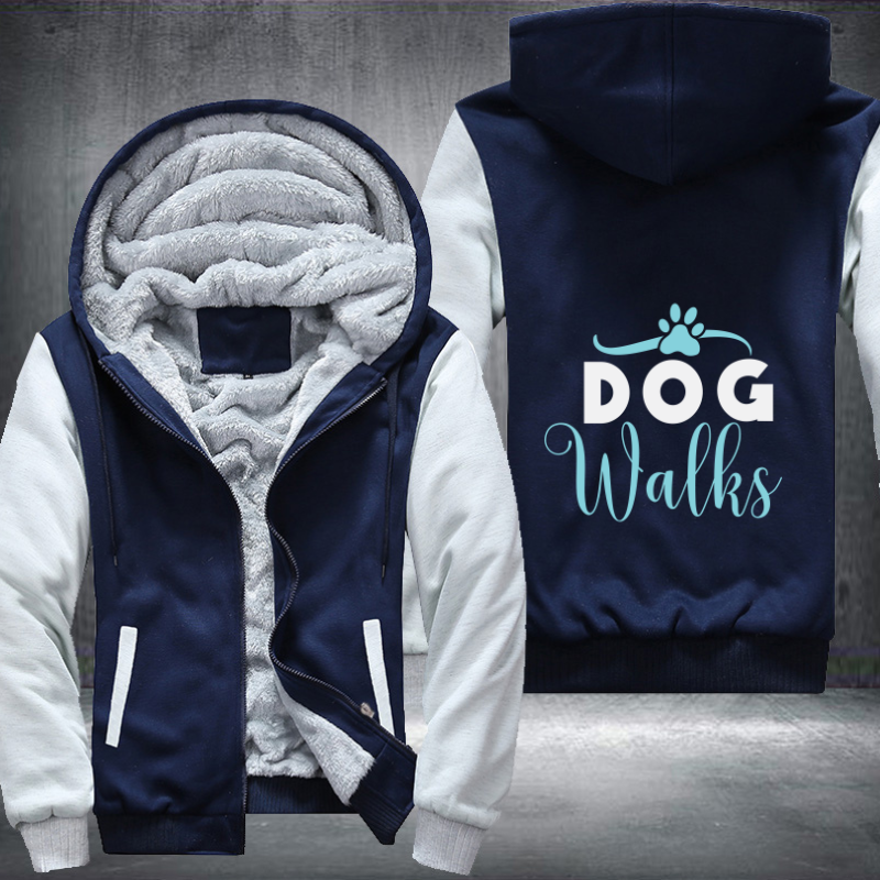 dog walks Fleece Hoodies Jacket