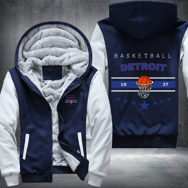 Vintage Basketball DETROIT 1937 Fleece Hoodies Jacket