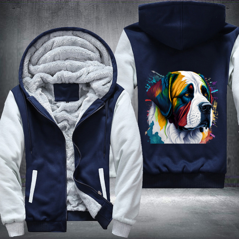 Rainbow Saint Bernard dog Watercolour Fleece Hoodies Jacket