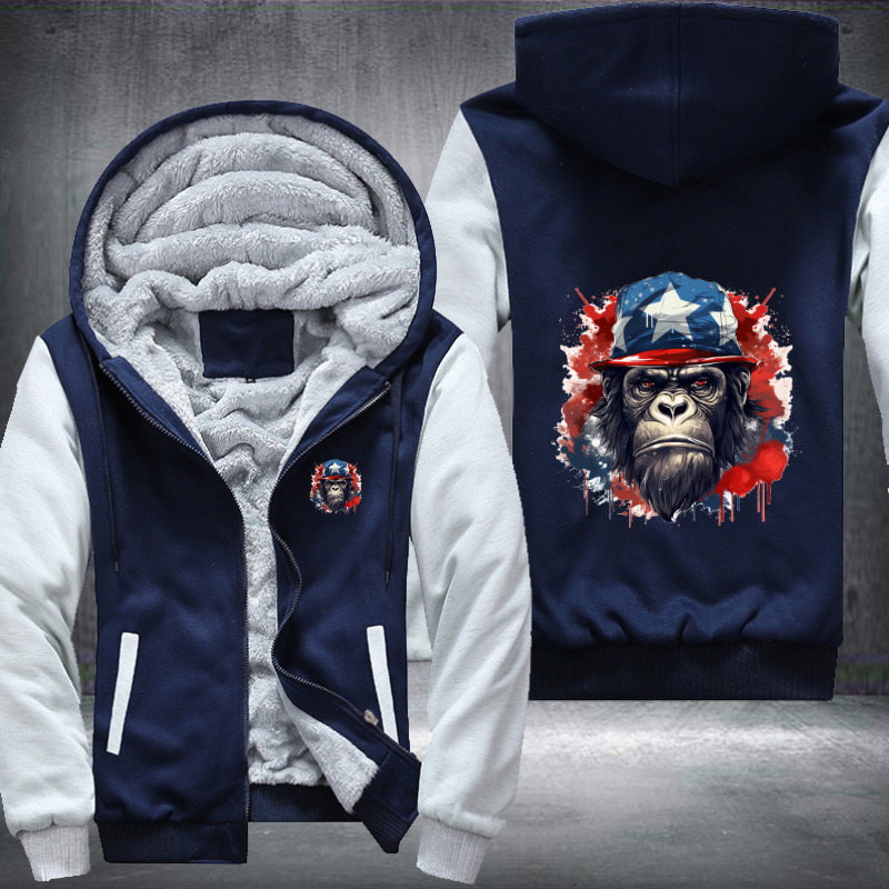 Animal Hiphop Graphic Watercolor Ape Fleece Hoodies Jacket