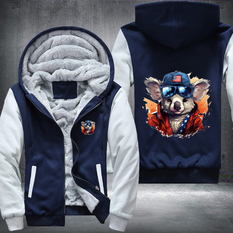 Animal Hiphop Graphic Funny Koala Fleece Hoodies Jacket