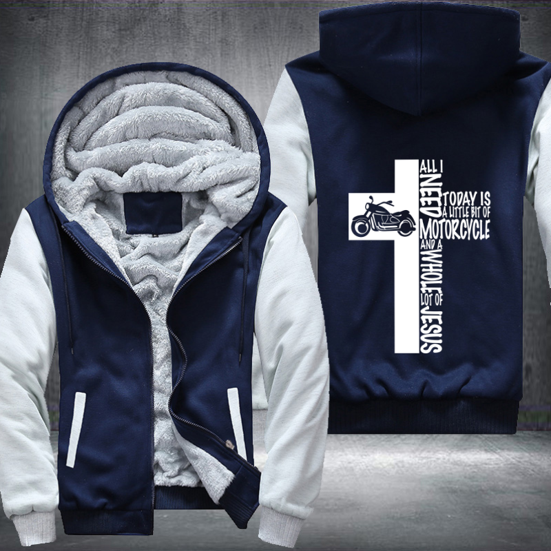 Jesus Motorcycle Cross White Fleece Hoodies Jacket