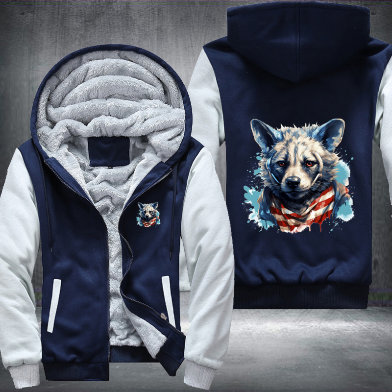 Animal Hiphop Graphic Wolf Fleece Hoodies Jacket