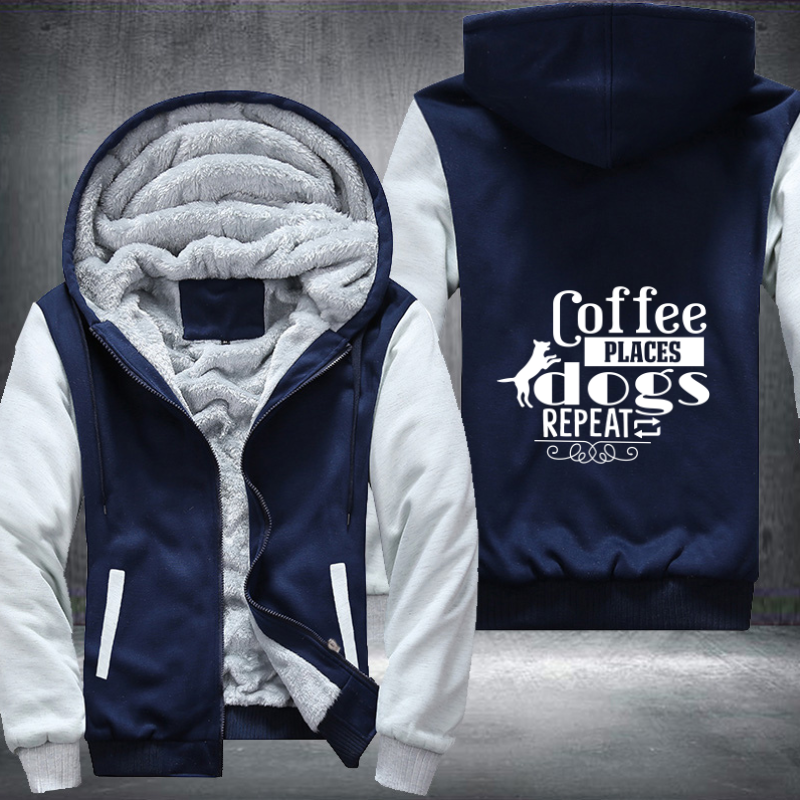 coffee places dogs repeat design Fleece Hoodies Jacket