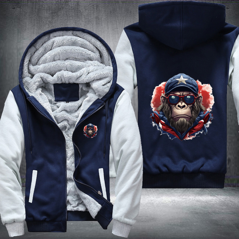 Animal Hiphop Graphic Ape Fleece Hoodies Jacket