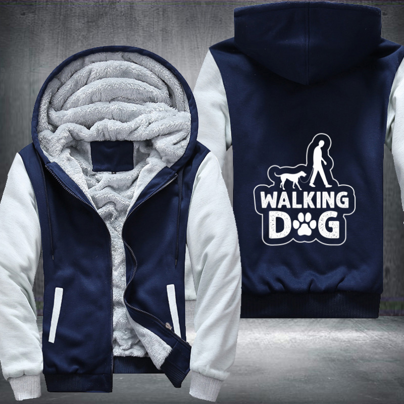 walking dog Fleece Hoodies Jacket