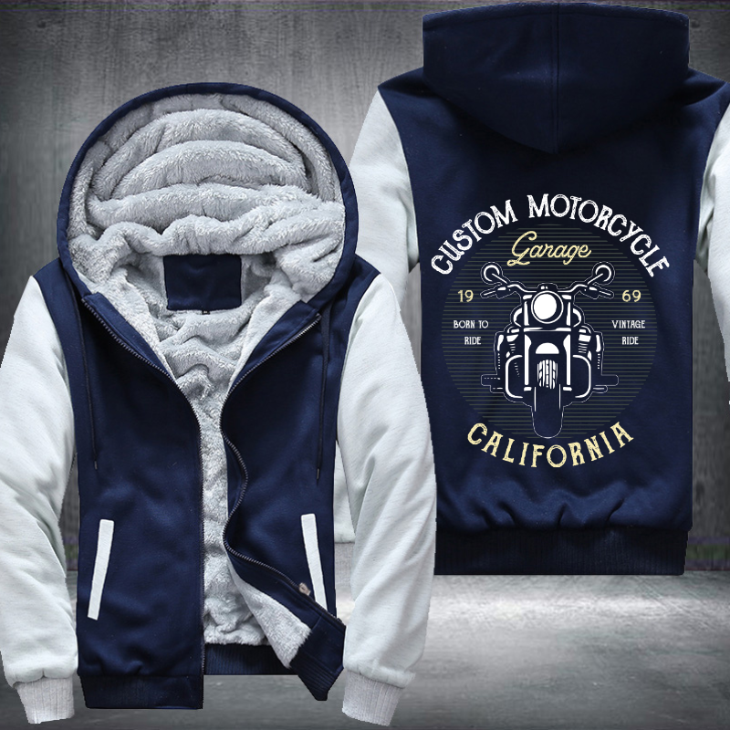 Custom Motorcycle Garage 1969 Fleece Hoodies Jacket
