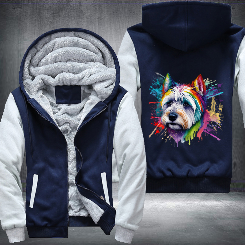 Rainbow West Highland White Terrier Fleece Hoodies Jacket