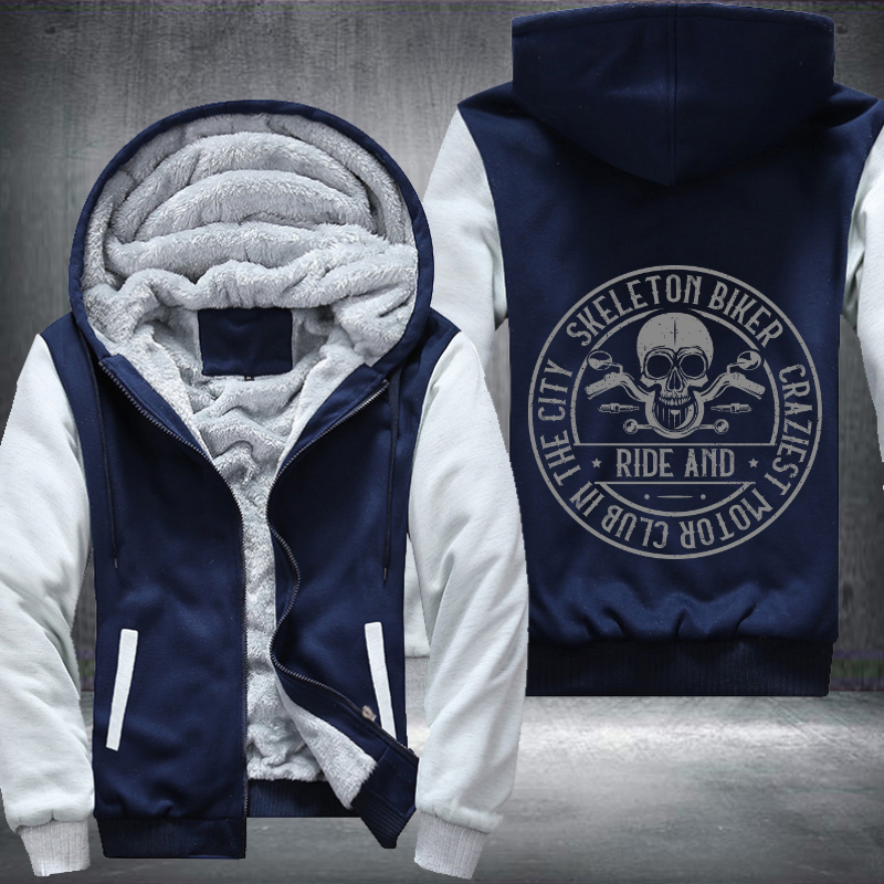 Skeleton Biker Fleece Hoodies Jacket