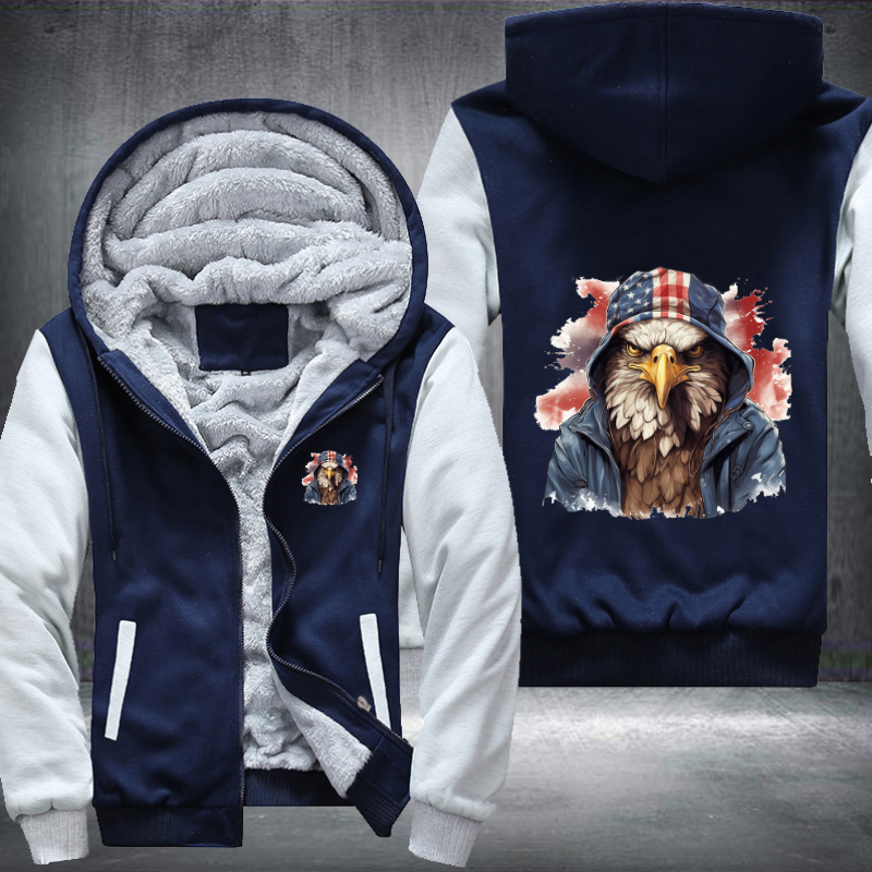 Animal Hiphop Graphic Eagle Fleece Hoodies Jacket