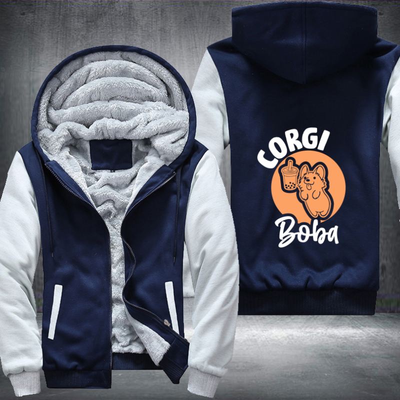 corgi boba Fleece Hoodies Jacket