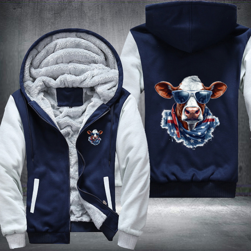 Animal Hiphop Graphic Funny Cow Fleece Hoodies Jacket