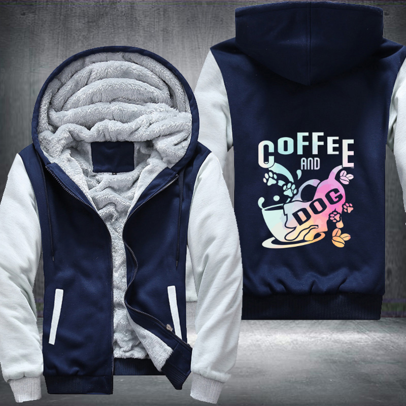 Coffee And Dog Fleece Hoodies Jacket