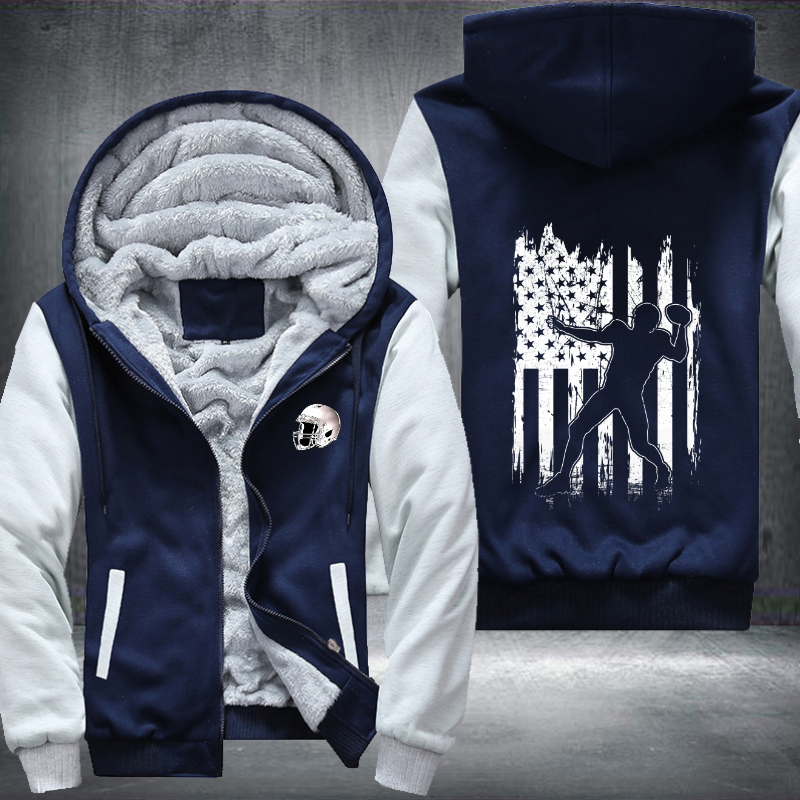 American Football Player USA flag Fleece Hoodies Jacket