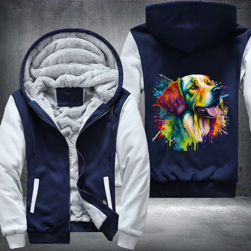 Rainbow Golden Retriever Watercolour design Fleece Hoodies Jacket