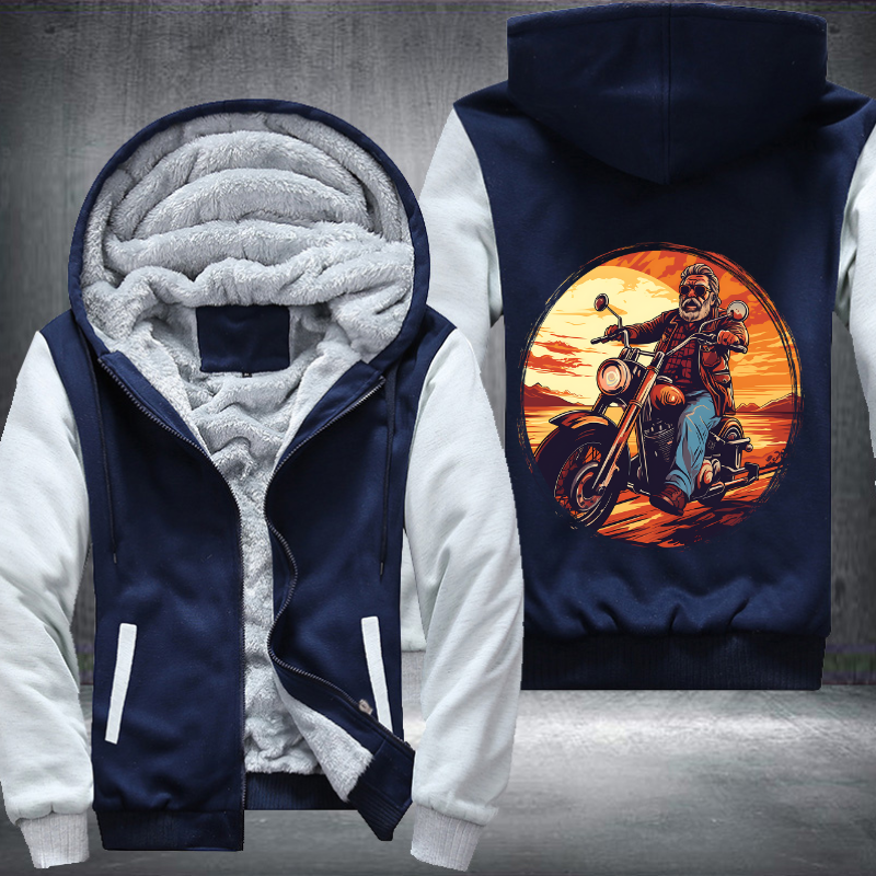 Grandpa Ride Motorcycle Design Fleece Hoodies Jacket