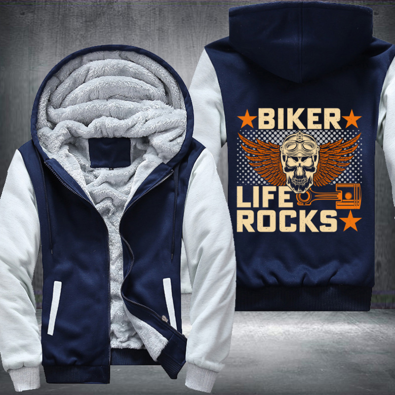 Biker Life Rocks Motorcycle Fleece Hoodies Jacket