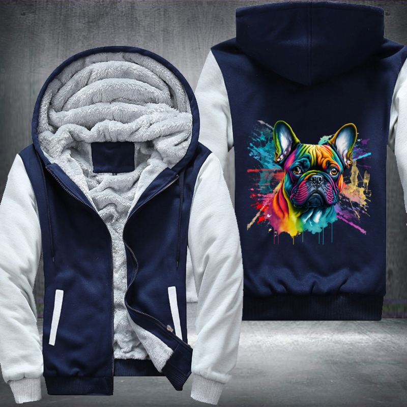 Rainbow cute French Bulldog Watercolour Fleece Hoodies Jacket