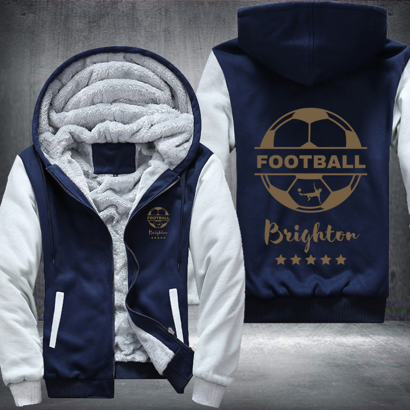 Soccer Football Gold Brighton and Hove Albion Fleece Hoodies Jacket
