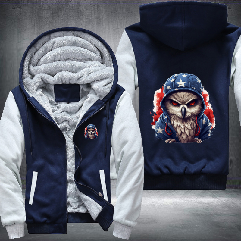 Animal Hiphop Graphic Owl Fleece Hoodies Jacket