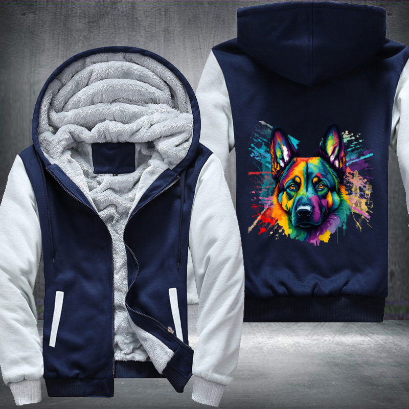 Rainbow German Shepherd Dog Watercolour Fleece Hoodies Jacket