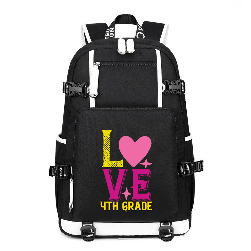 Love 4th Grade printing Canvas Backpack