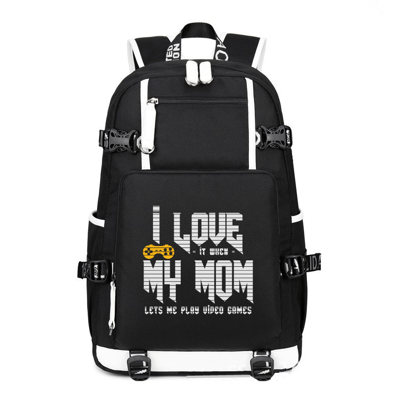 I love My Mom It When printing Canvas Backpack