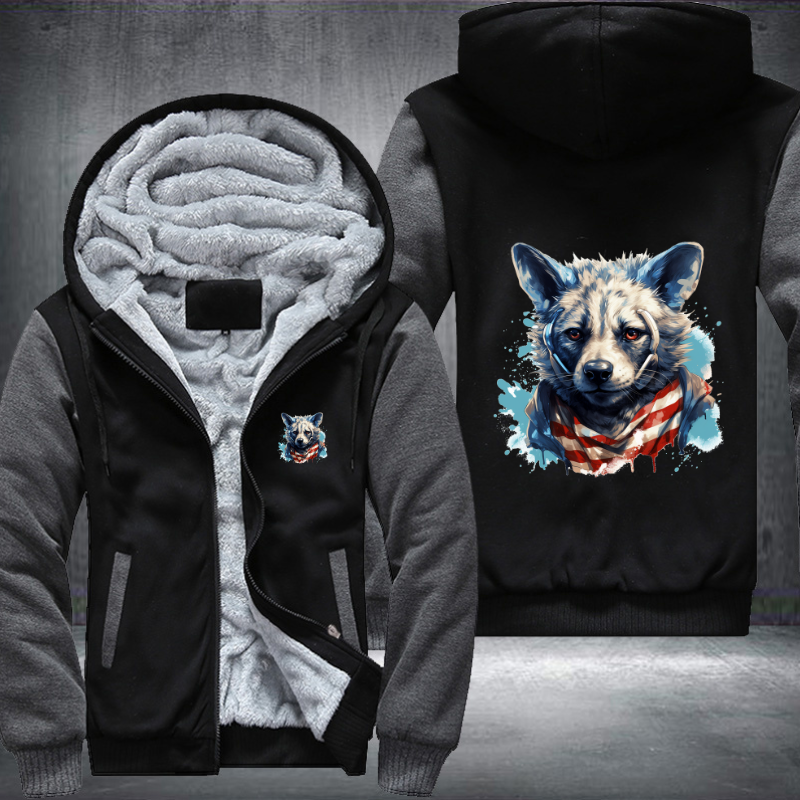 Animal Hiphop Graphic Wolf Fleece Hoodies Jacket