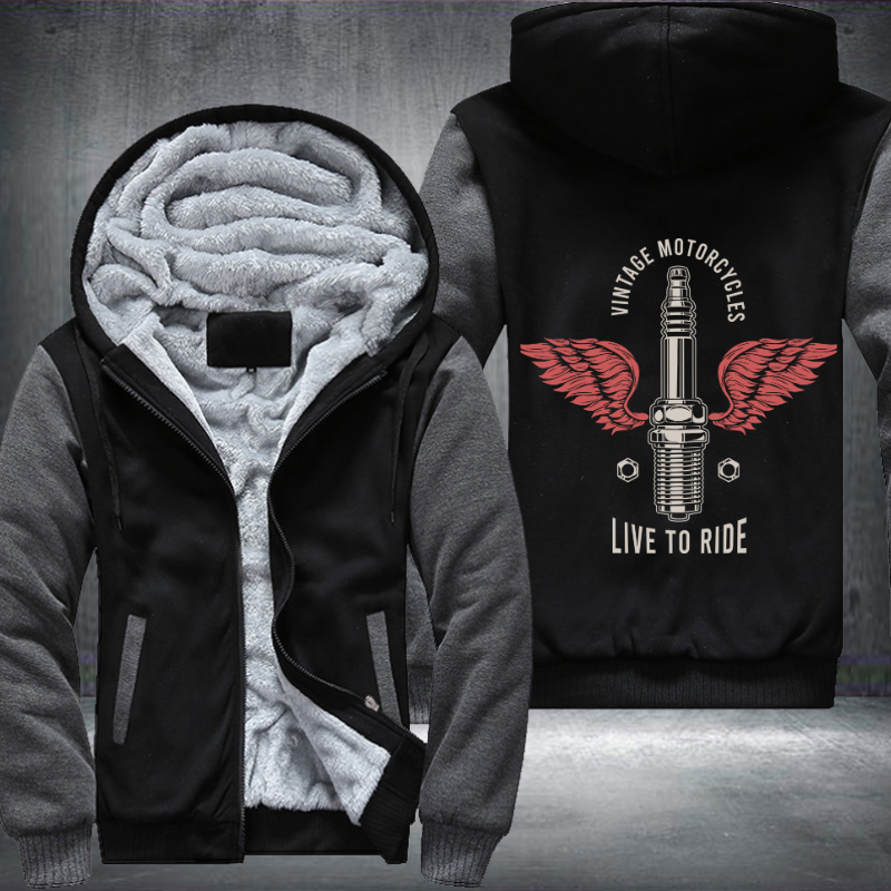 Vintage Motorcycles Live to Ride Fleece Hoodies Jacket