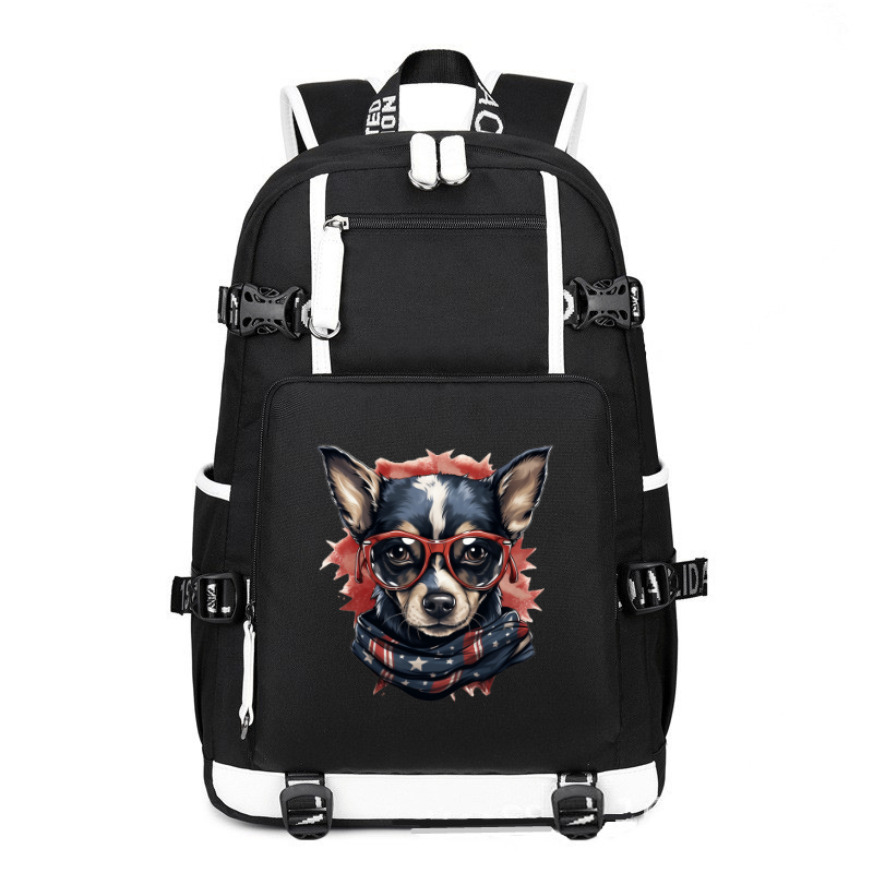 Animal Hiphop Graphic Funny Sunglasses Dog printing Canvas Backpack