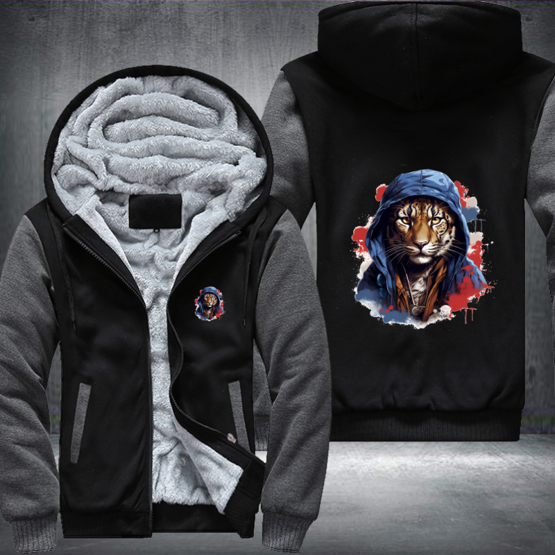 Animal Hiphop Graphic Tiger Fleece Hoodies Jacket