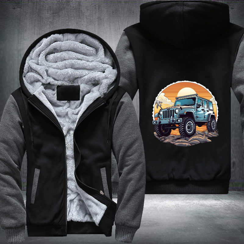 Beach Escapades in 4x4s Fleece Hoodies Jacket