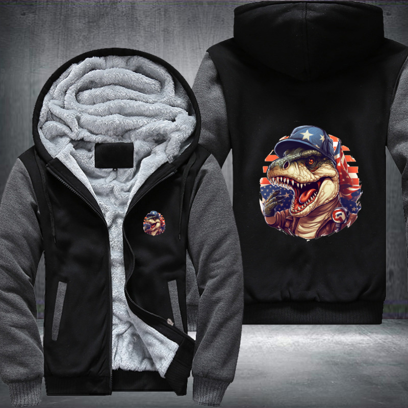 Animal Hiphop Graphic Funny Dinosaur Fleece Hoodies Jacket