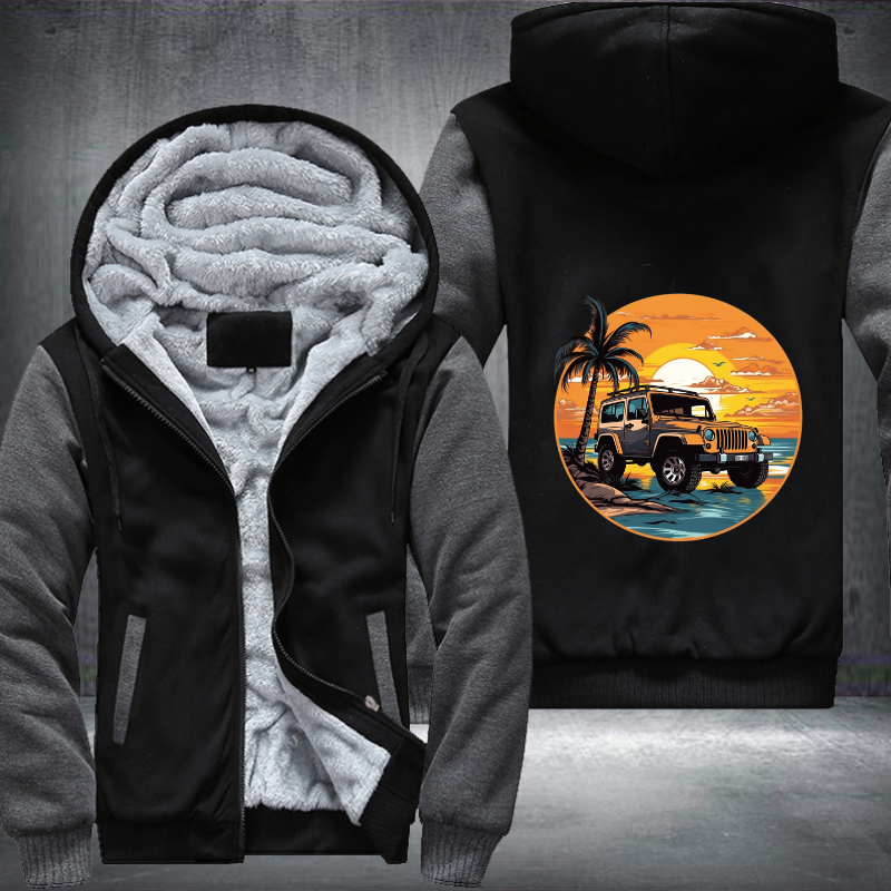 Off-Roading by the Ocean 4x4 car Fleece Hoodies Jacket