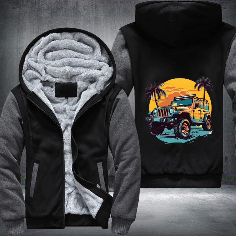 4x4 Car Tackling Sandy Shores Fleece Hoodies Jacket